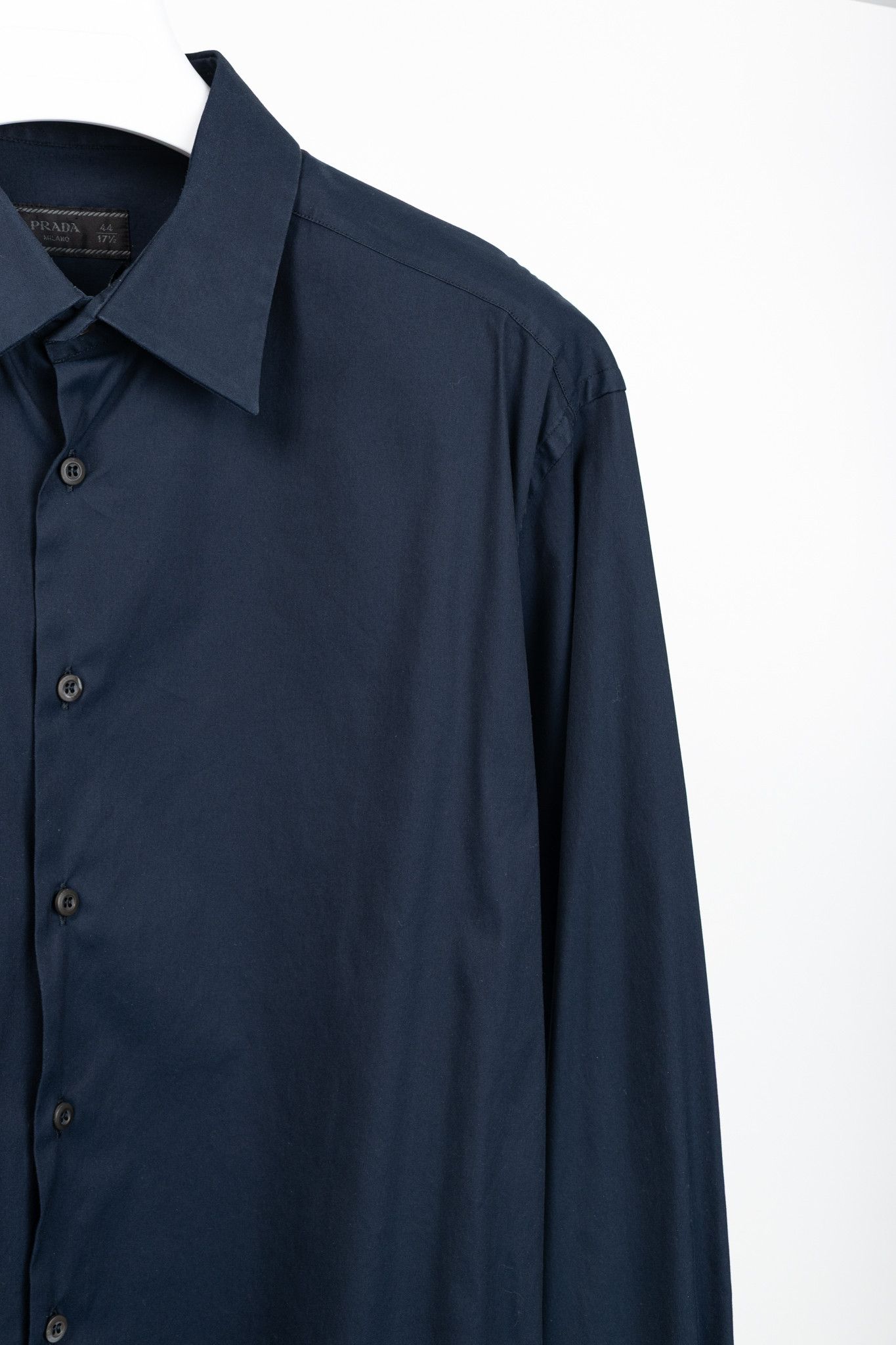 Prada Prada Navy Cotton-Poplin Buttoned Shirt Size US XL / EU 56 / 4 - 5 Thumbnail