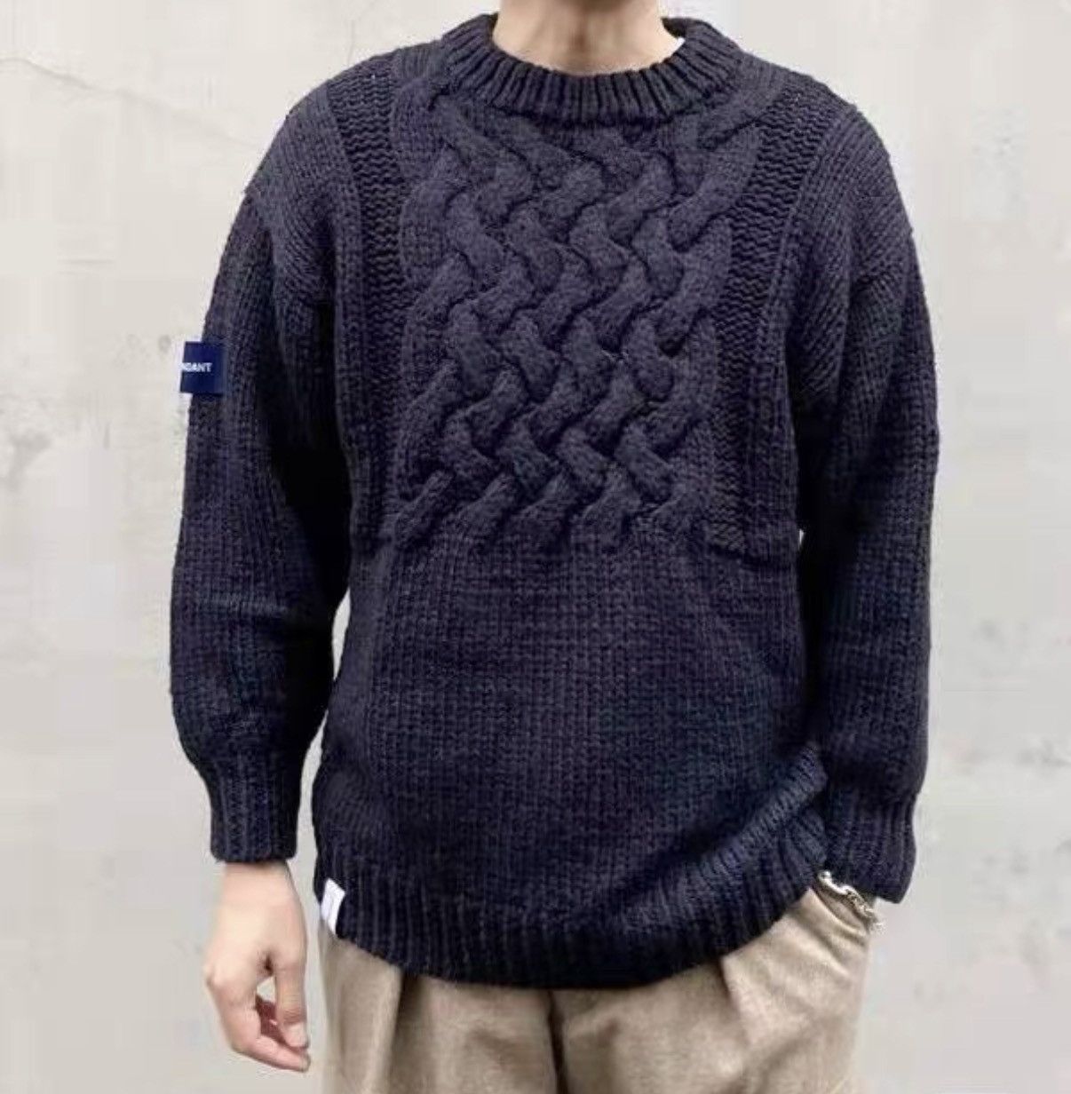 Descendant DESCENDANT FADED CABLE KNIT Faded cable knit wool sweater Size US L / EU 52-54 / 3 - 4 Thumbnail