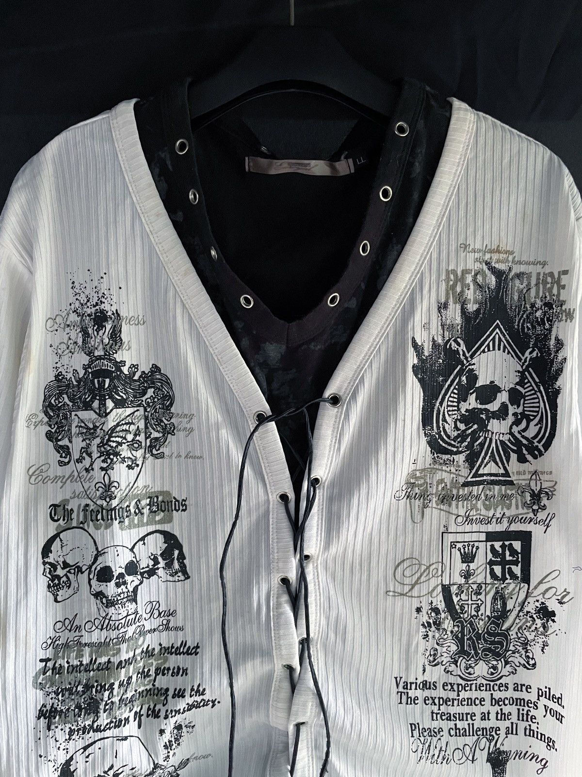 14th Addiction JAPANESE POEM DOUBLE LAYER PUNK STYLE LONG SLEEVE Size US L / EU 52-54 / 3 - 6 Thumbnail