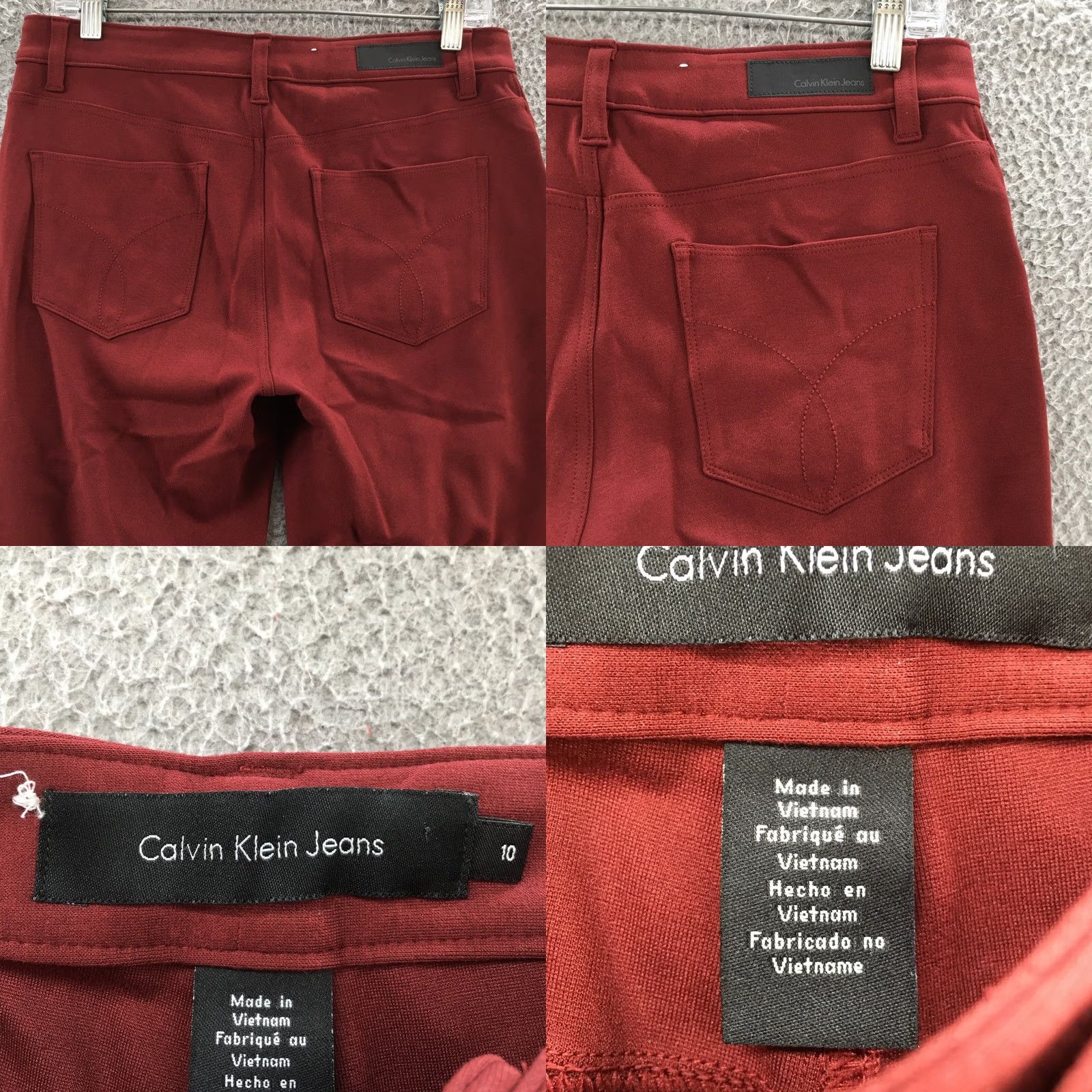 Calvin Klein Calvin Klein Skinny Pants Womens 10 Burgundy Mid Rise 5 Pockets Casual Slim Leg Regular 32in Waist 30in Inseam Mens Womens Girls Boys Size 32" / US 10 / IT 46 - 9 Thumbnail