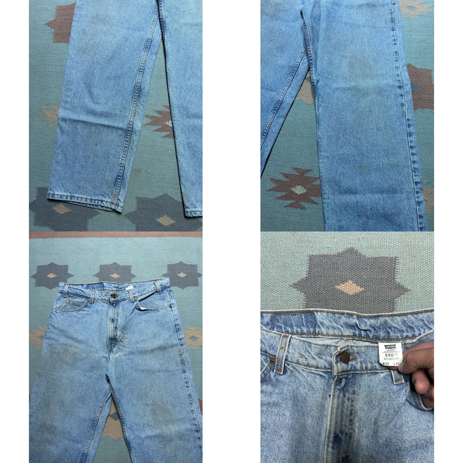 Levi's Vintage 90s Levi’s 550 jeans relaxed fit light wash orange tab 36x33 Size US 36 / EU 52 - 8 Thumbnail