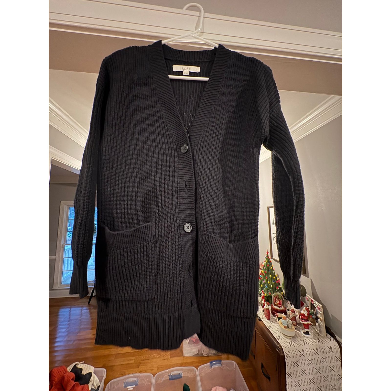 Loft LOFT Black Ribbed Long Cardigan Sweater Women’s Size Small Size S / US 4 / IT 40 - 2 Thumbnail