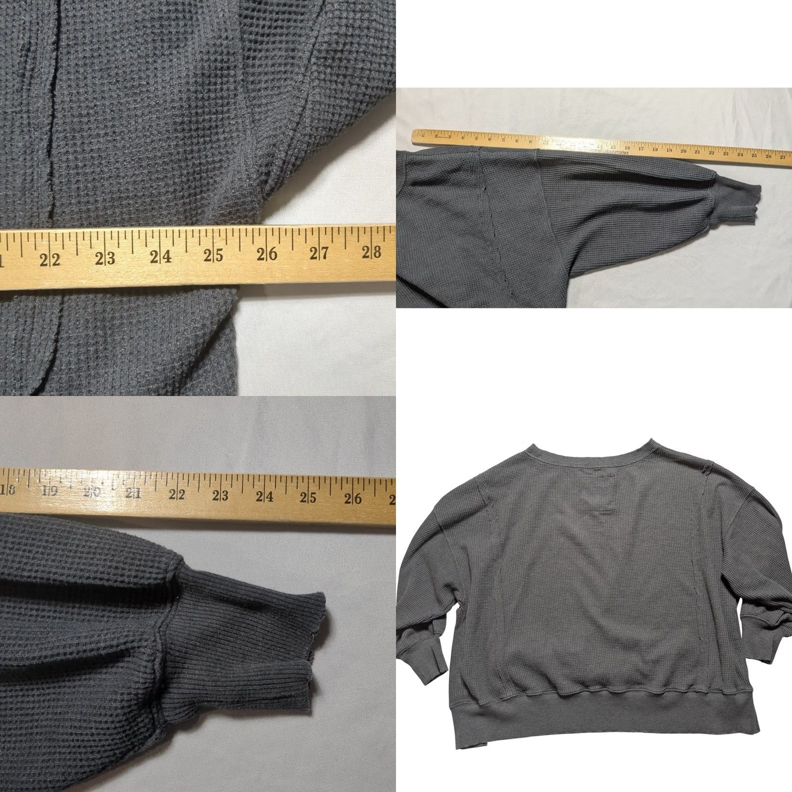American Eagle Outfitters VINTAGE American Eagle Seriously Lived-In Waffle Knit Thermal Top Grey Small Oversized Size S / US 4 / IT 40 - 8 Thumbnail