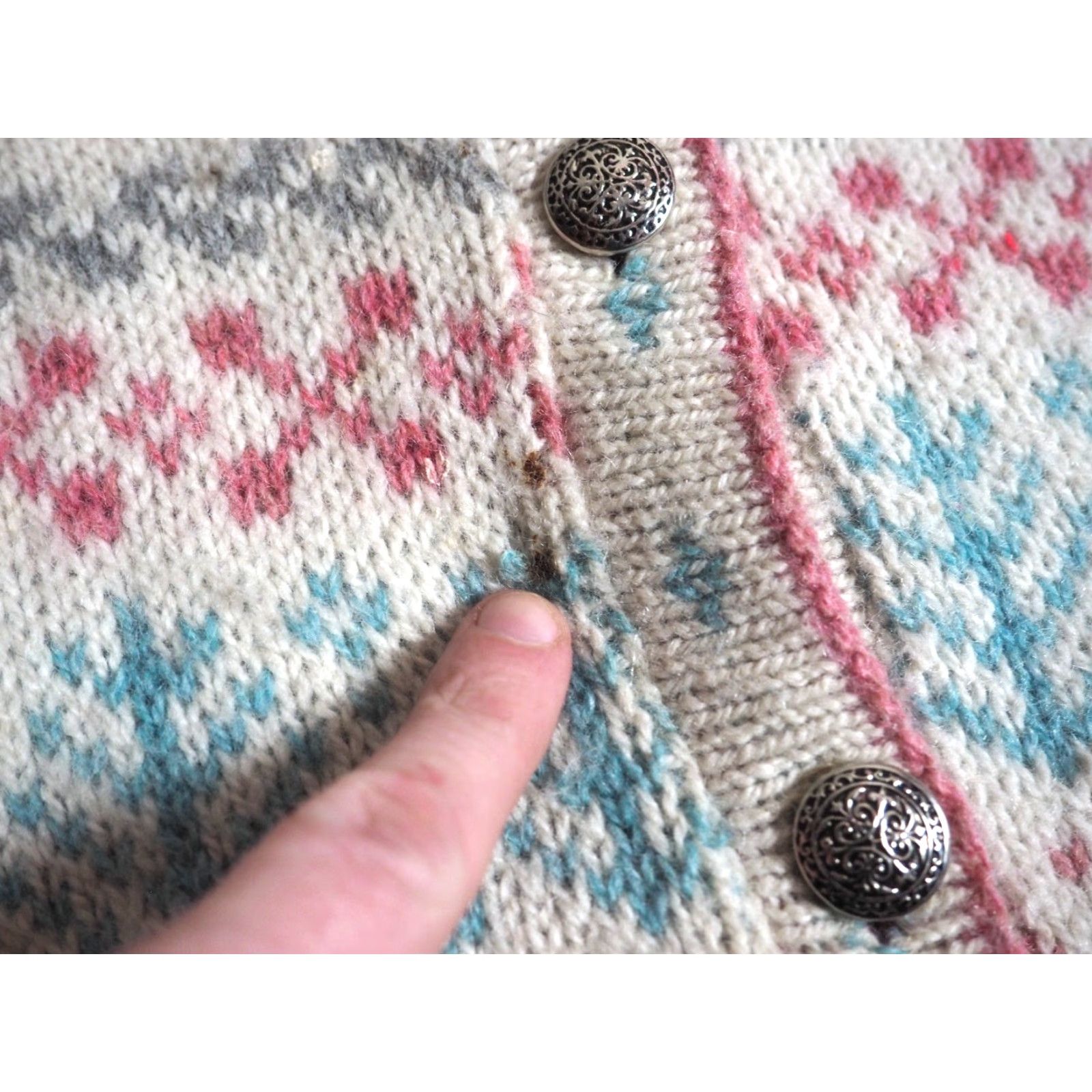 Vintage VTG LL Bean Freeport Cardigan Sweater Pink Wool Fair Isle 70s L Womens Button Decade 1970s Boho Casual ID? Size L / US 10 / IT 46 - 7 Thumbnail