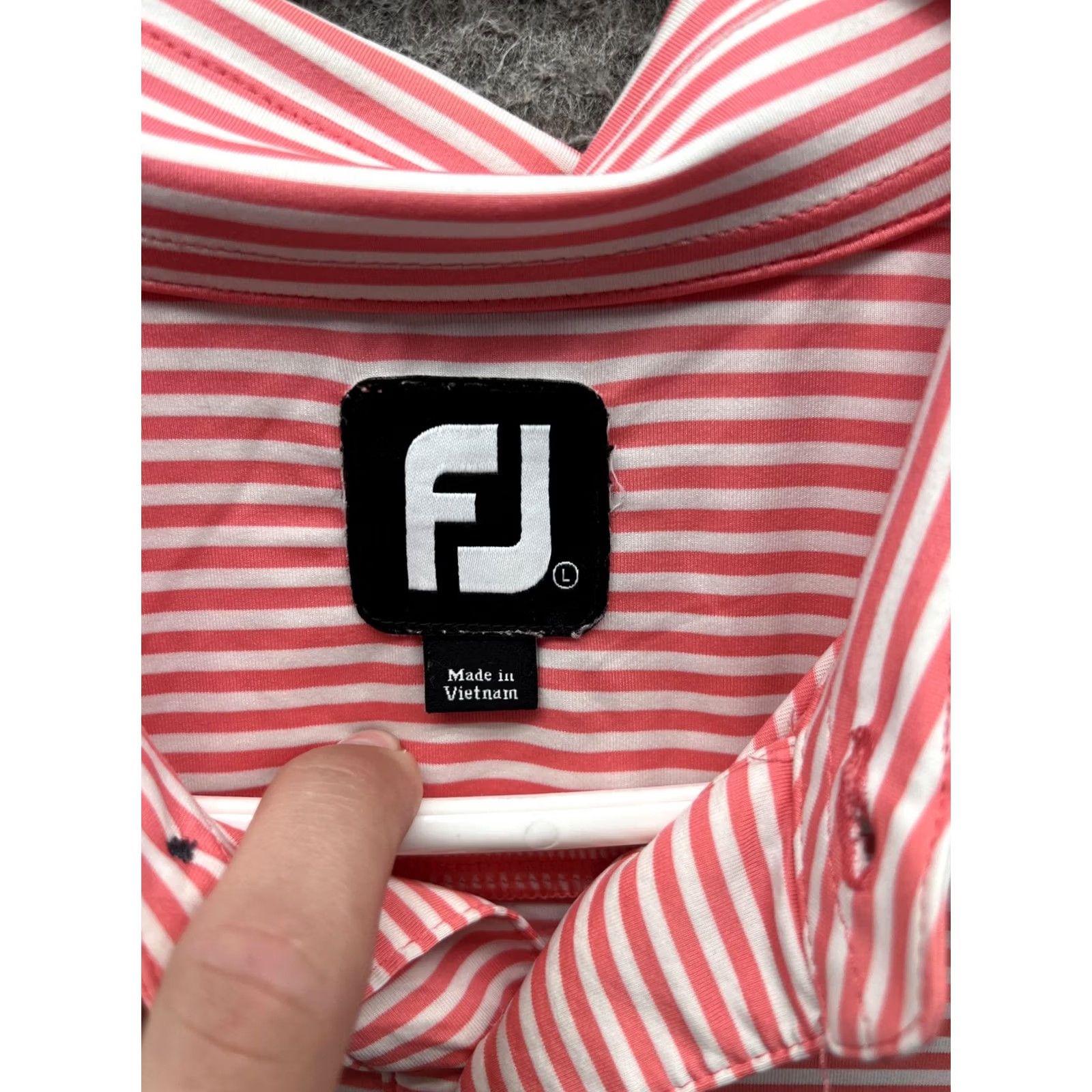 Footjoy FootJoy Polo Shirt Mens L Pink Stripe Short Sleeve Golf Performance Logo Jersey Size US L / EU 52-54 / 3 - 2 Thumbnail