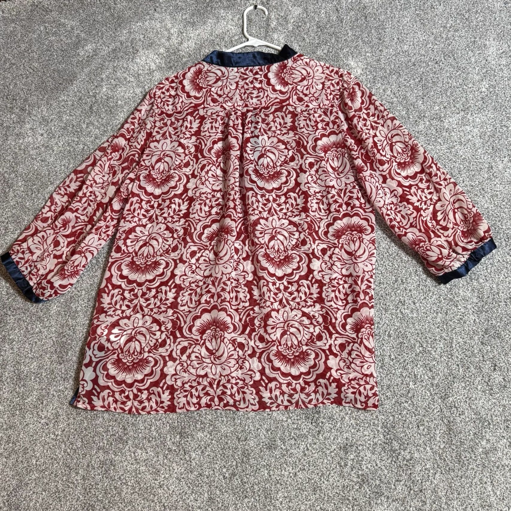 Vintage Susan Graver Blouse Womens XL Romantic Boho Chic Paisley Satin Trim Flowy Retro Shirt Size XL / US 12-14 / IT 48-50 - 7 Thumbnail