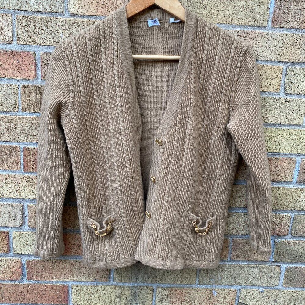 Celine Vintage 1970s Celine Paris 100% Wool Knit Cardigan Sweater Size L / US 10 / IT 46 - 4 Thumbnail