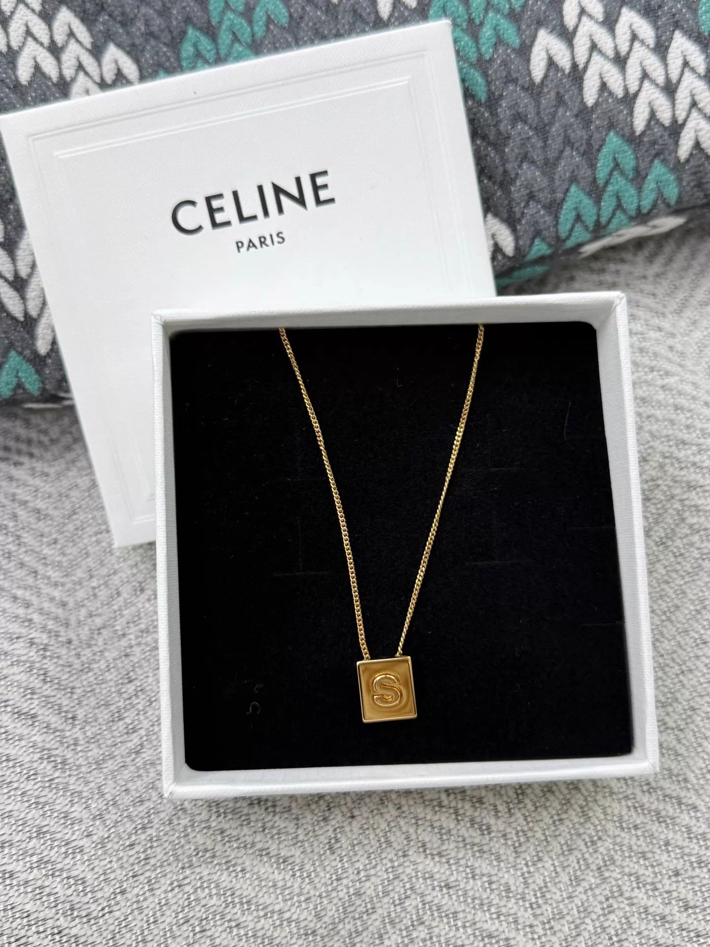 Celine Celine Gold Letter Tag Necklace New Size ONE SIZE - 1 Thumbnail