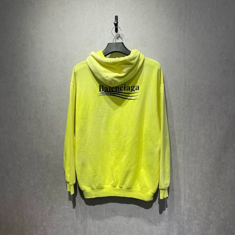 Balenciaga Balenciaga Neon Yellow Wave Logo Hooded Sweatshirt, Size X Size US XS / EU 42 / 0 - 2 Thumbnail