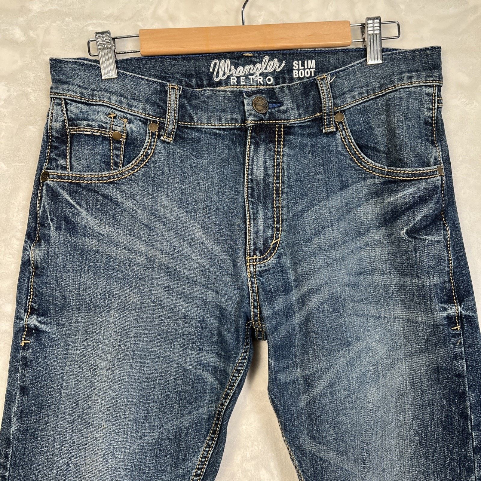 Wrangler Wrangler Jeans Mens 32x34 Retro Slim Boot Leg Blue Denim Size US 32 / EU 48 - 3 Thumbnail