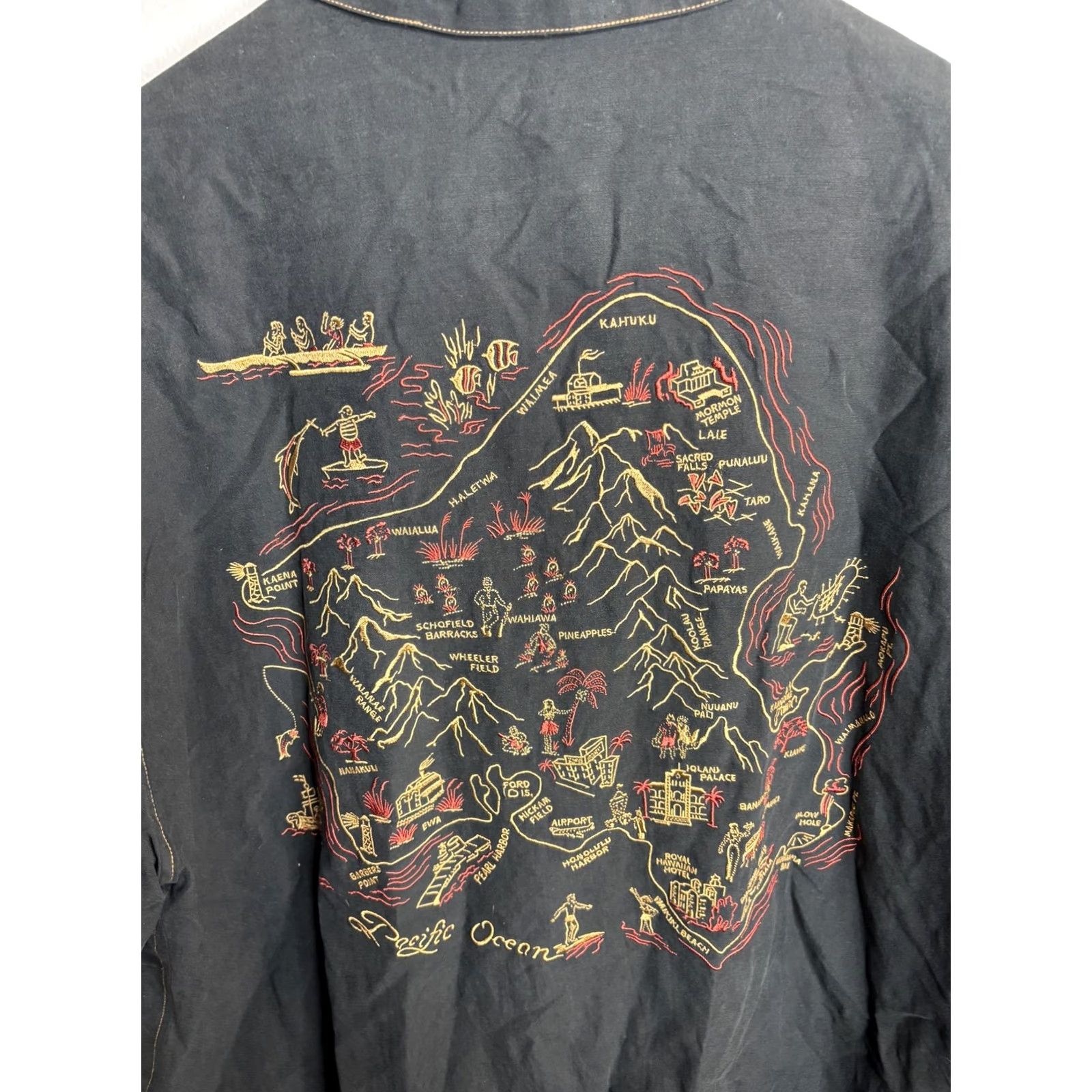 Tori Richard Tori Richard Honolulu Shirt Mens 2XL Black Camp Aloha Hawaiian Oahu Map Print Shirt Size US XXL / EU 58 / 5 - 3 Thumbnail