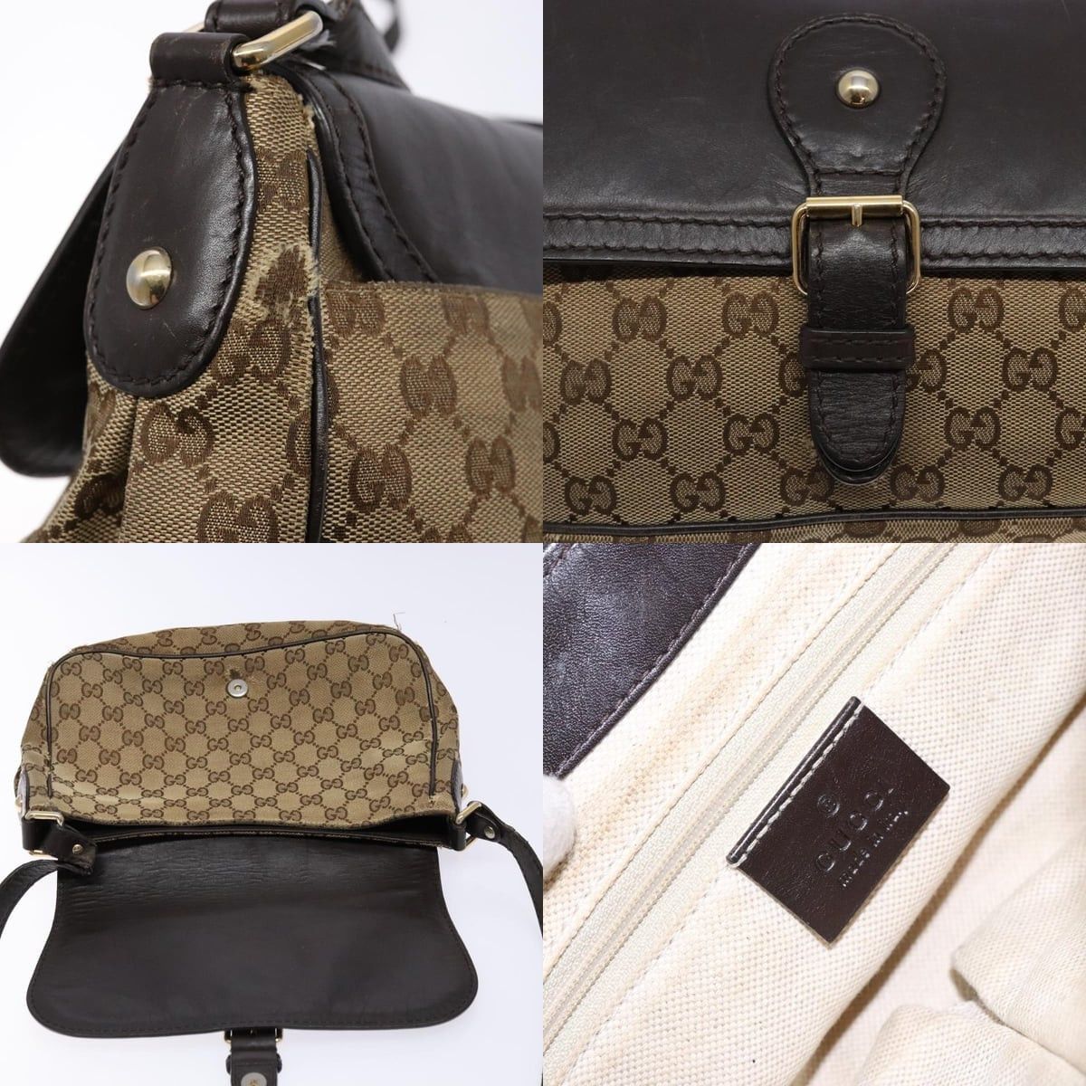 Gucci GUCCI GG Canvas Shoulder Bag Beige Silver Brown Size ONE SIZE - 11 Thumbnail