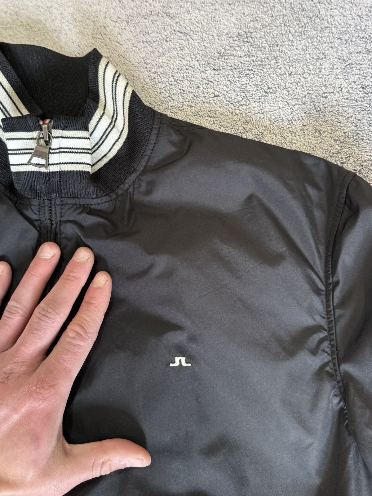 J.Lindeberg J Lindeberg Bomber Jacket Black Nylon Striped Trim Men M Size US M / EU 48-50 / 2 - 9 Thumbnail