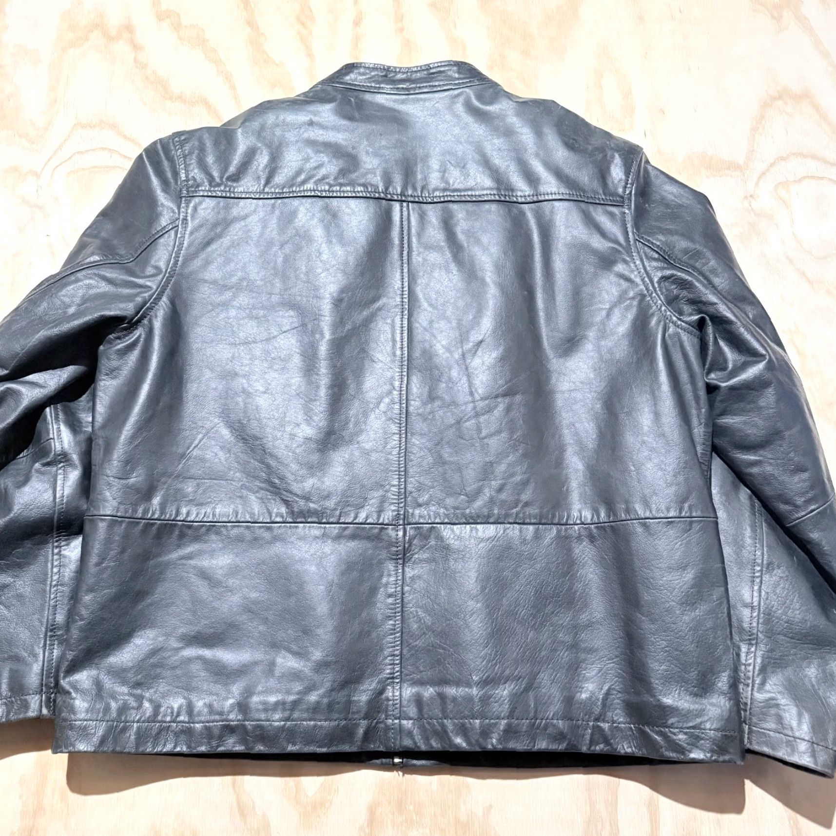 Vintage VINTAGE Claiborne Leather Racer Jacket Black Sherpa Lined Men XL Stand Collar Jacket - Casual, Zipper, Biker Style Size US XL / EU 56 / 4 - 3 Thumbnail