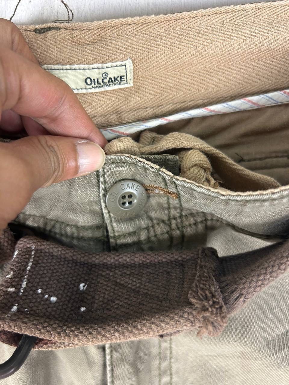 Japanese Brand Cargo Pant By Oil Cake , Faded Complete with Belt , Loose Size US 34 / EU 50 - 6 Thumbnail