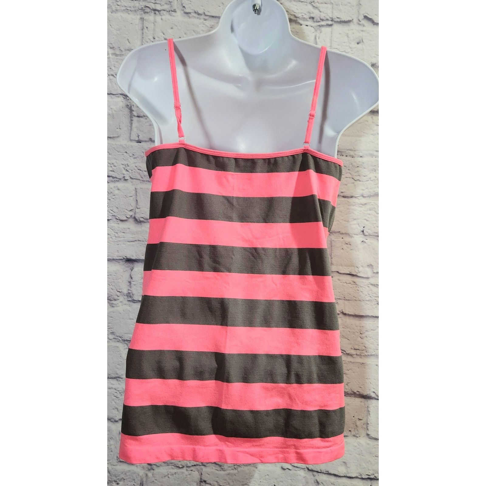 Other Zenana Signature Pink Gray Striped Strap Tank Top One Size Size ONE SIZE - 3 Thumbnail