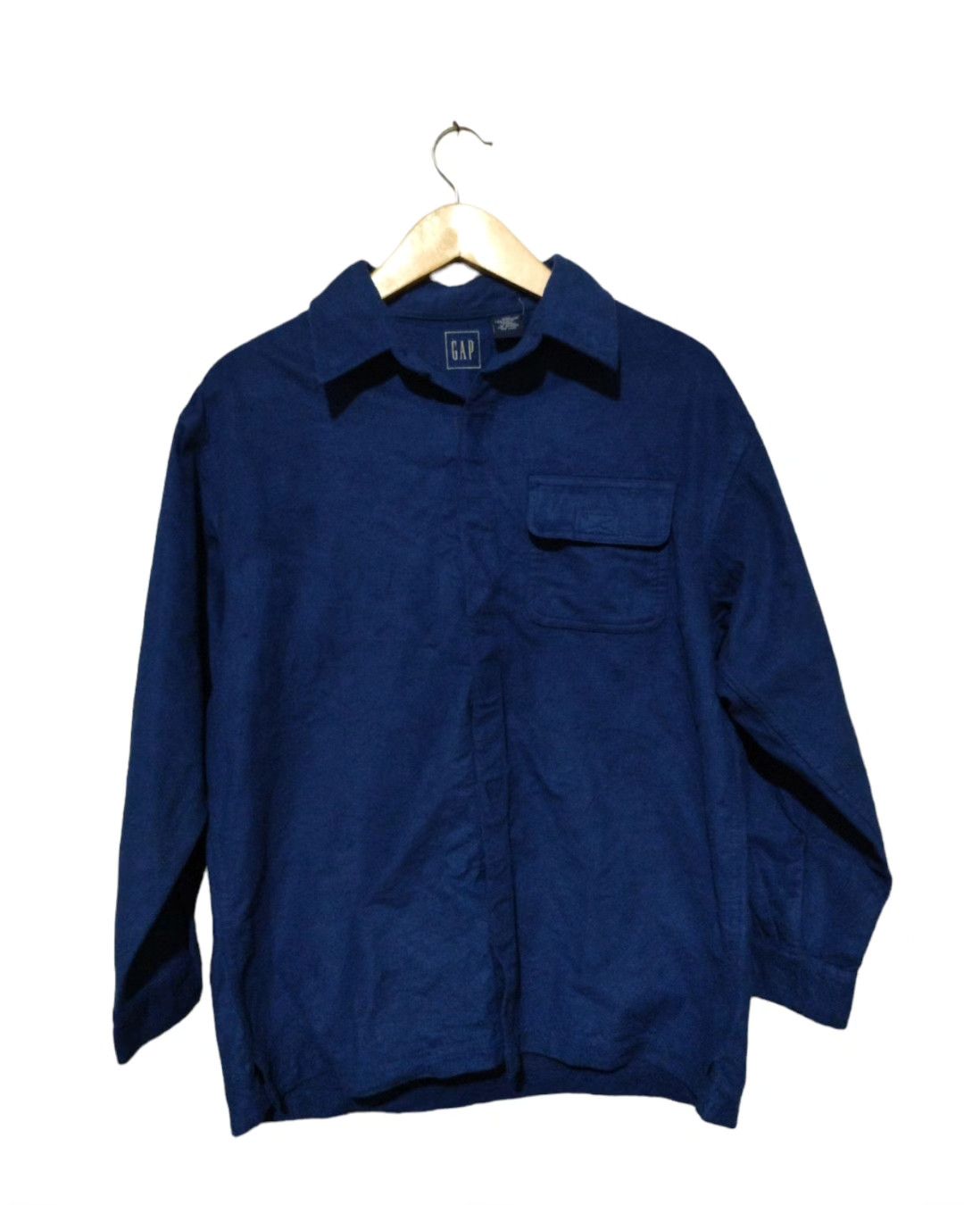 image of Gap Velcro Long Sleeve Shirt in Blue, Men's (Size Medium)