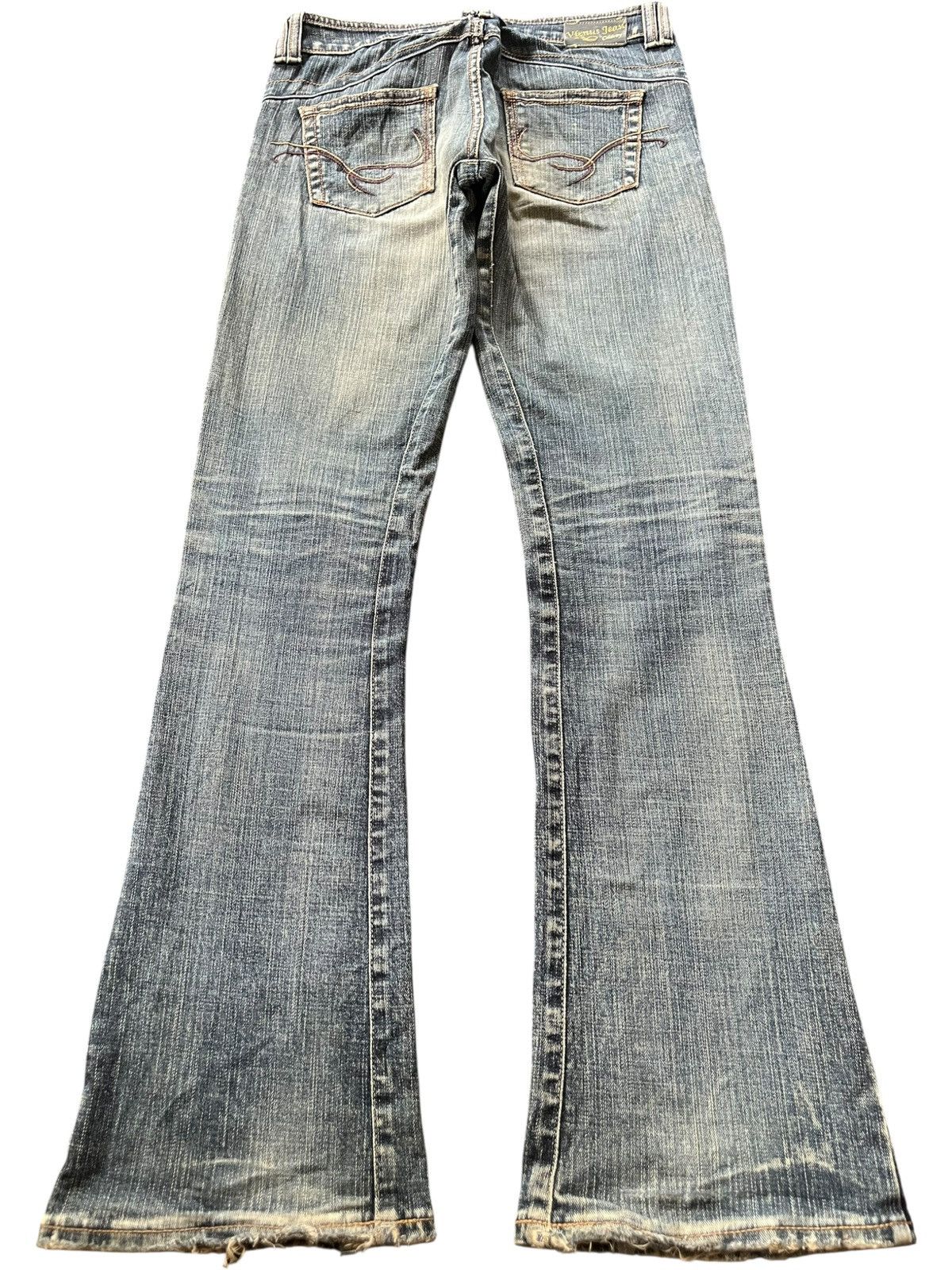 Edwin Vintage Vienus Mud Wash Distress Low Rise Flare Jeans Size 30" / US 8 / IT 44 - 2 Thumbnail