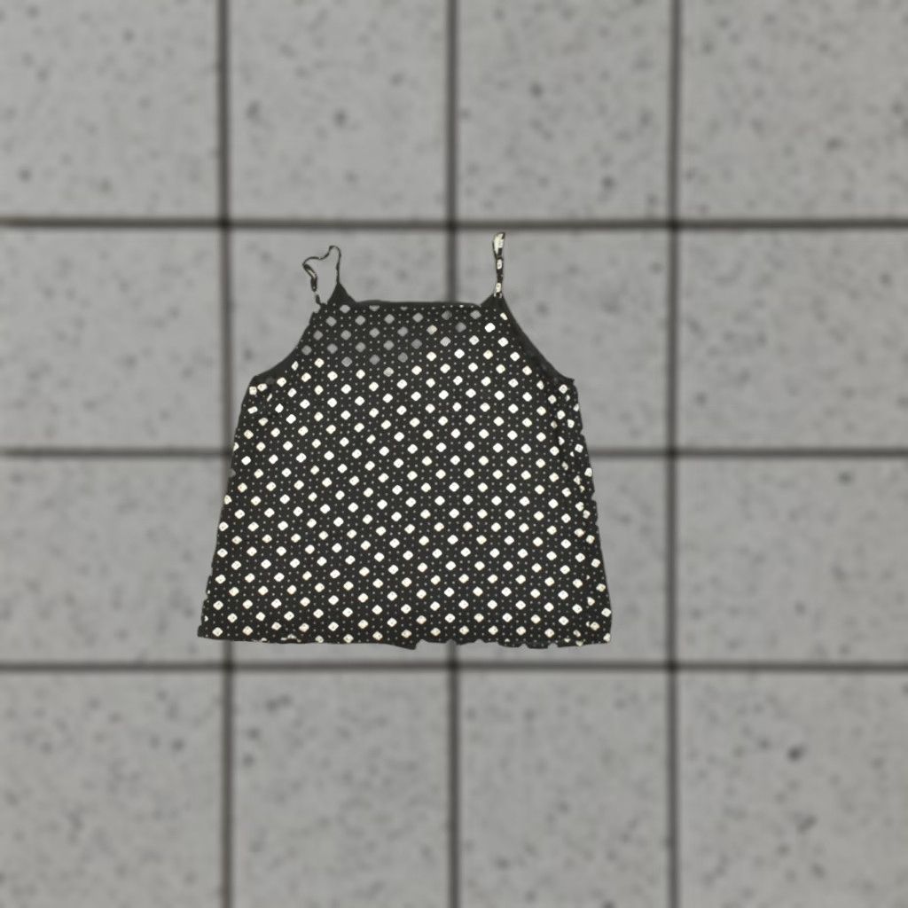 Loft LOFT Camisole Tank Top V-Neck Polka Dot Black White S Women Sleeveless Pullover Casual Summer Spring Diamond Pattern Strappy Sleeve Polyester Regular Size S / US 4 / IT 40 - 1 Thumbnail