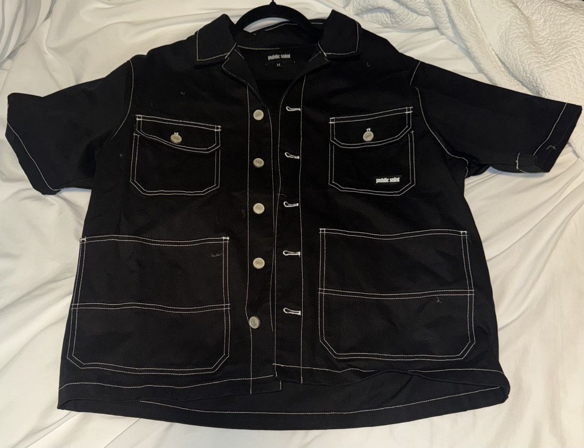 Public Saint Black Contrast Stitch Workwear Shirt M