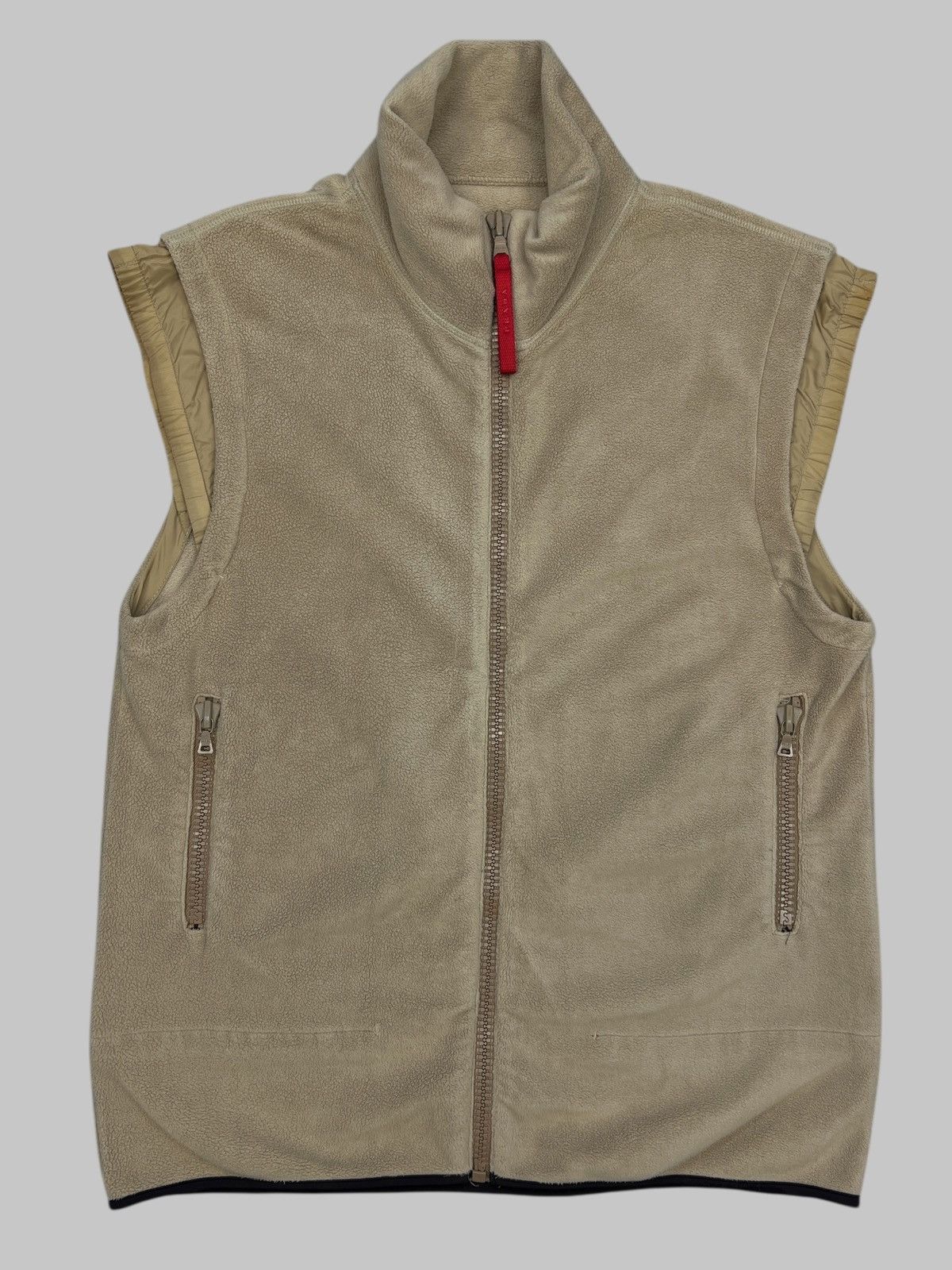 Runway 1999 Prada Sport Red Tab Fleece Nylon Zip Vest