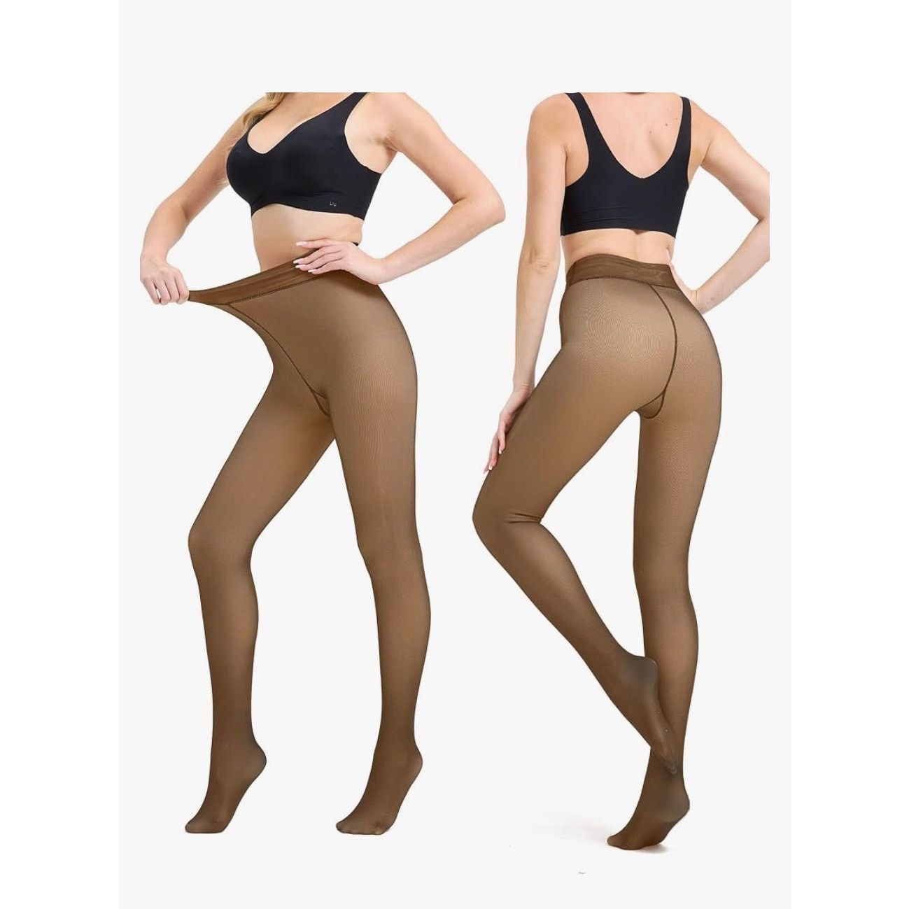 The Unbranded Brand Fleece Lined Thermal Tights-Warm Fake Translucent Pantyhose Size 30" / US 8 / IT 44 - 1 Thumbnail