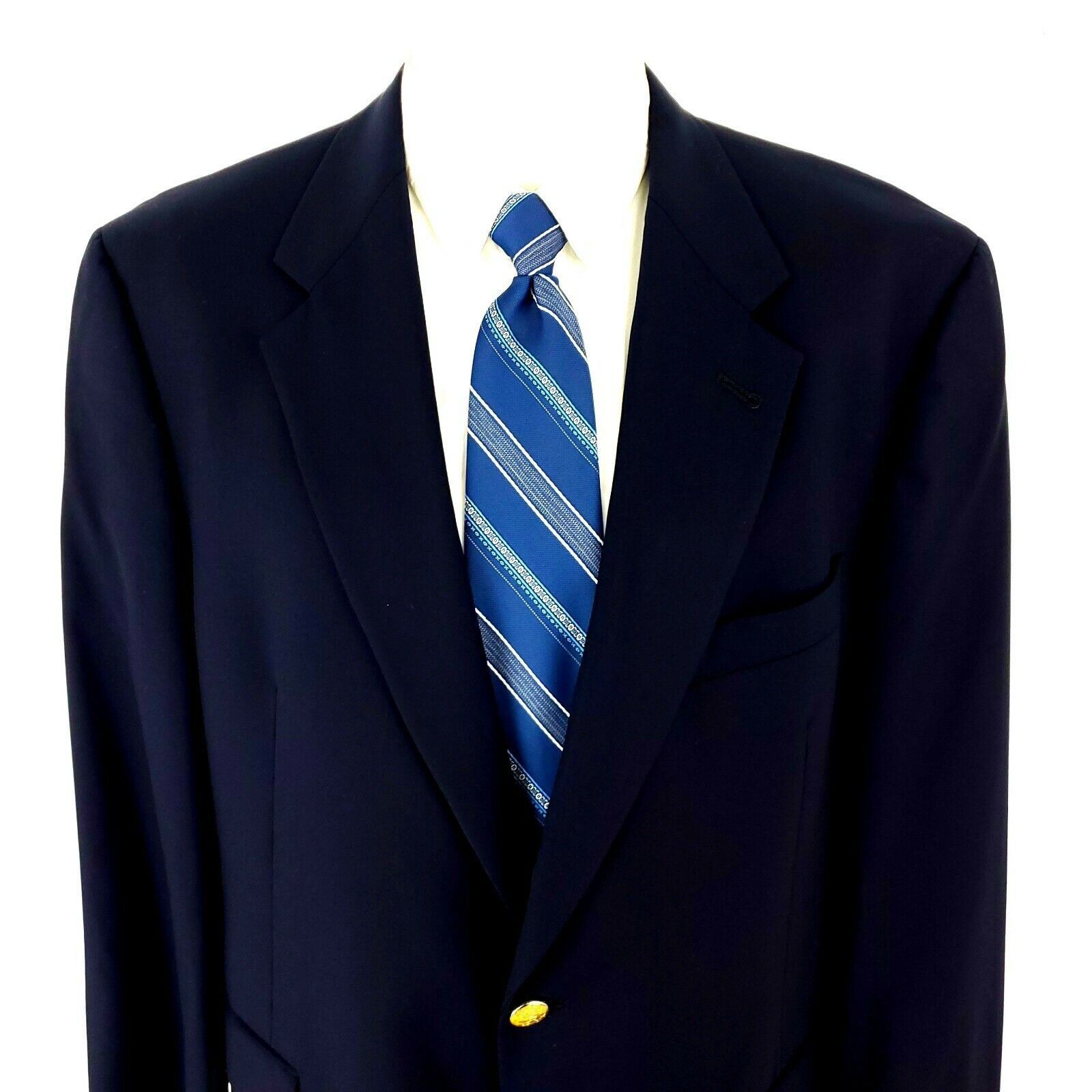 Hart Schaffner Marx Hart Schaffner Marx Wool 2 Gold Button Blazer 42R Blue Size 42R - 1 Thumbnail