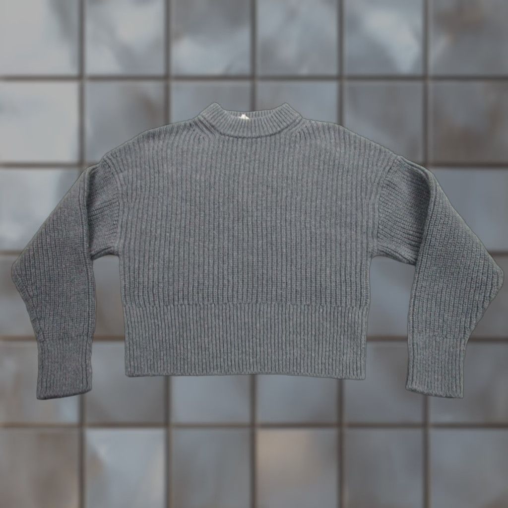 Everlane Everlane Sweater Womens Small Gray Mock Neck Raglan Cropped Pullover Size S / US 4 / IT 40 - 1 Thumbnail