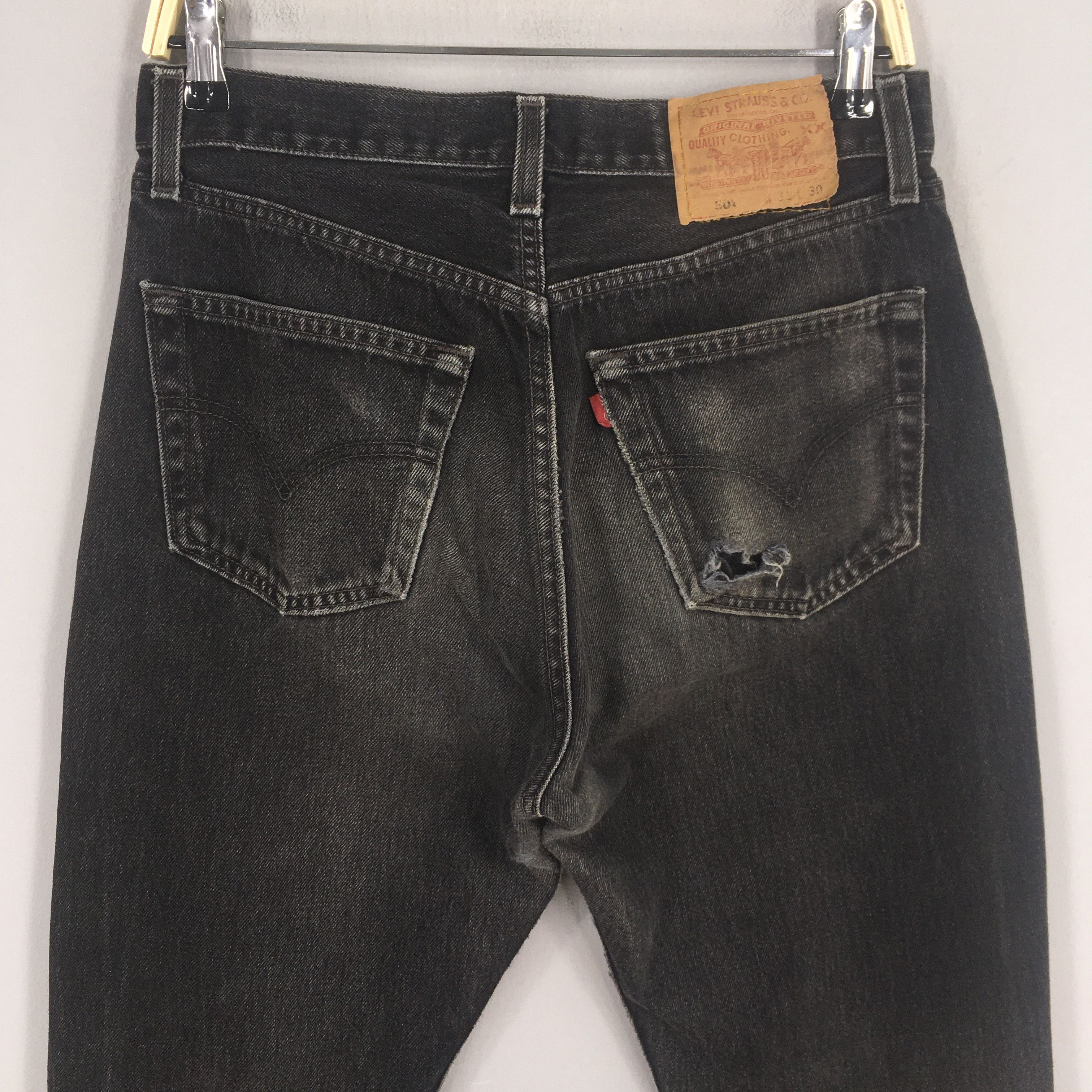 Levi's Size 29x29.5 Vintage 90s Levi's 501 Faded Black Jeans S728 Size US 29 - 9 Thumbnail