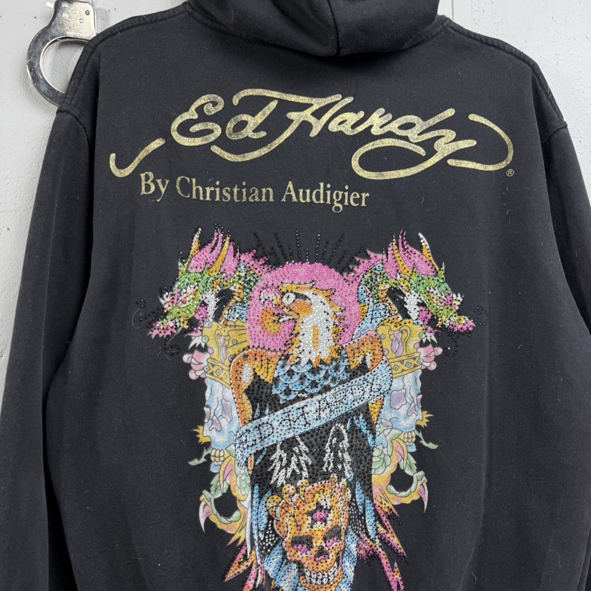 Ed Hardy Vintage Distressed Zip Hoodoe Ed Hardy Rhynestone Size US M / EU 48-50 / 2 - 8 Thumbnail