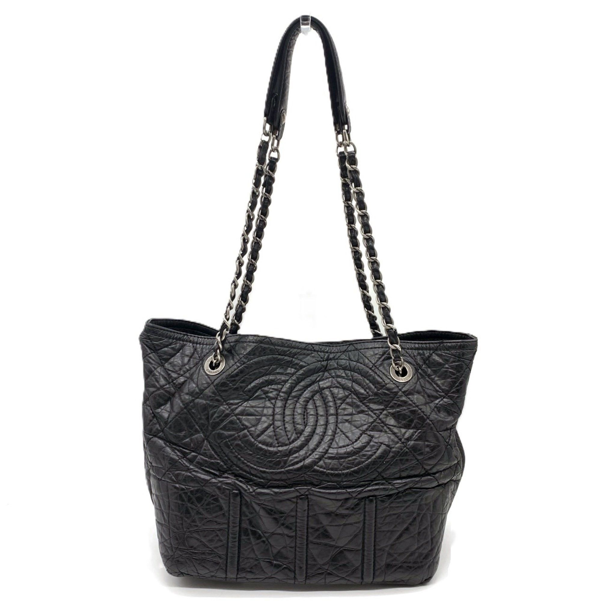 Chanel Coco Mark Calf Chain Tote Bag 1 Black, Women's