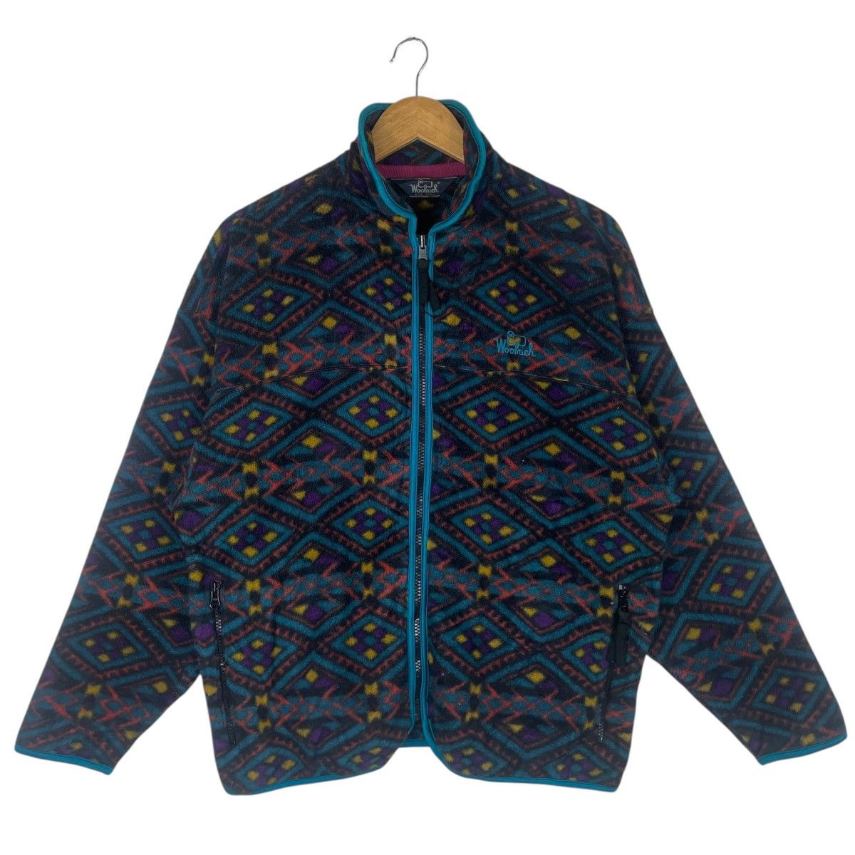 Woolrich Woolen Mills 💥80s WOOLRICH AZTEC MULTICOLOUR FLEECE SWEATER ZIP Size US L / EU 52-54 / 3 - 1 Thumbnail