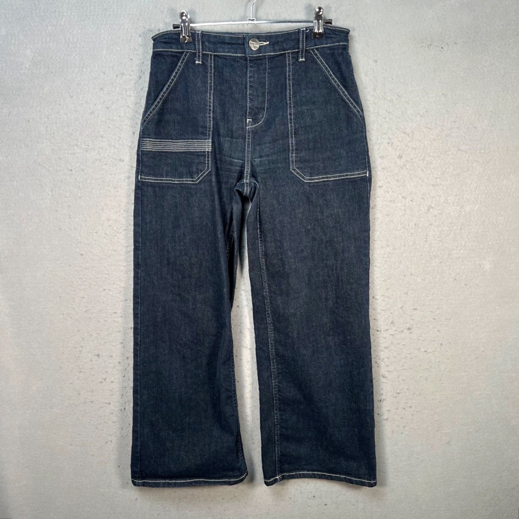 Denime Seventy + Mochi Jeans 27 High-Waisted Denim w/ Contrast Stitch Womens Adult Regular 27 Blue 5-Pocket Wide-Leg Inseam 25" Cotton Blend Denim Vintage No Size 27" / US 4 / IT 40 - 2 Thumbnail