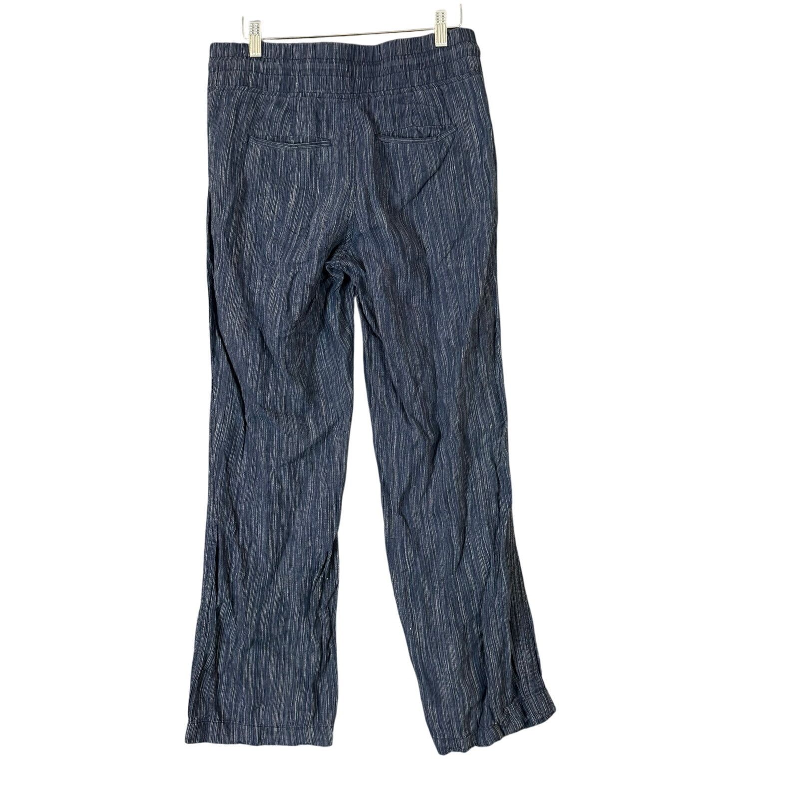 Athleta Athleta Cabo Linen Wide Leg Pant Women 4 Drawstring Blue Size 27" / US 4 / IT 40 - 2 Thumbnail
