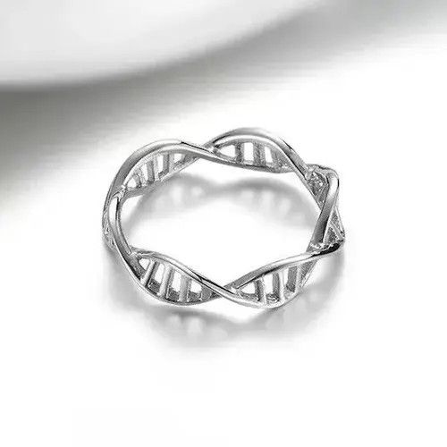 Jewelry × Vintage DNA Ring Art Molecule Silver Anatomy Human Jewelry Rings Size ONE SIZE - 4 Thumbnail