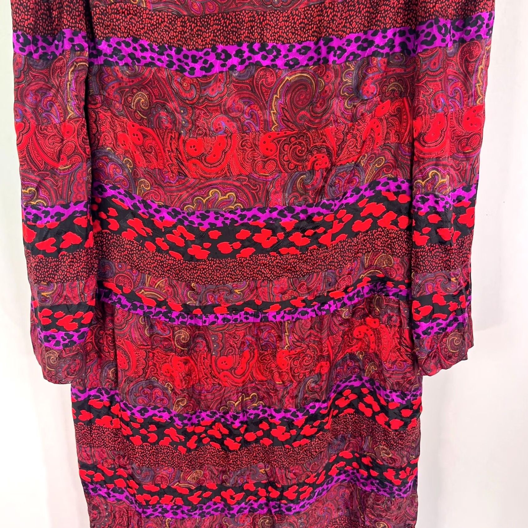 Louis Feraud VINTAGE Louis Feraud Dress Women's 14 Red Geometric Lined Silk 100% 80s Germany Size XL / US 12-14 / IT 48-50 - 3 Thumbnail