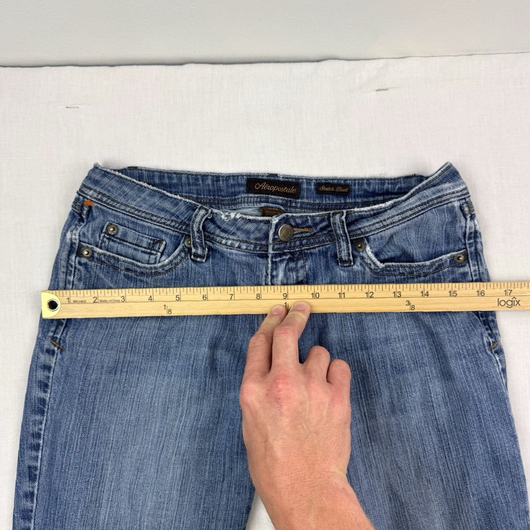 Vintage VINTAGE Aeropostale Bootcut Jeans Womens 3 Regular Stretch Low Rise Blue Y2K Hipster Punk Size 26" / US 2 / IT 38 - 7 Thumbnail