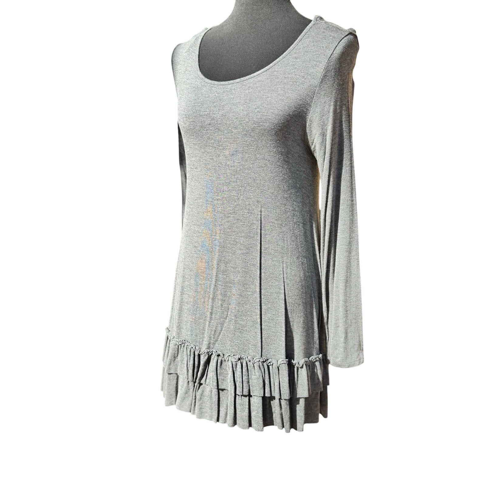 Boutique Moschino Easel Los Angeles Layering Ruffle Dress – Grey Long Sleeve Size M / US 6-8 / IT 42-44 - 3 Thumbnail