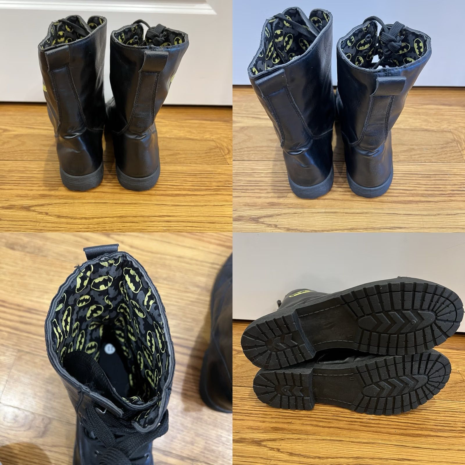 Vintage Batman Emblem Boots Ladies 11 Canvas Lace-Up Ankle Black Yellow Combat Style Shoes Size US 11 / IT 41 - 8 Thumbnail