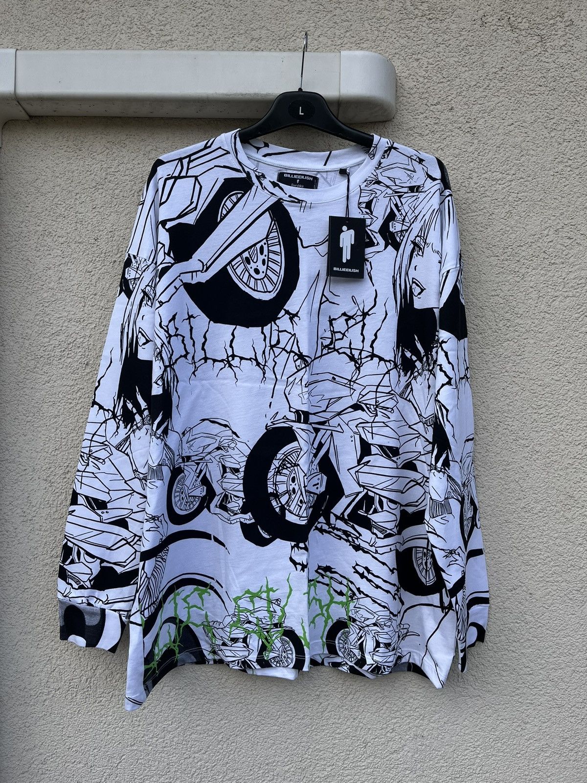 Billie Eilish Bershka Anime Longsleeve Tee aop merch rare