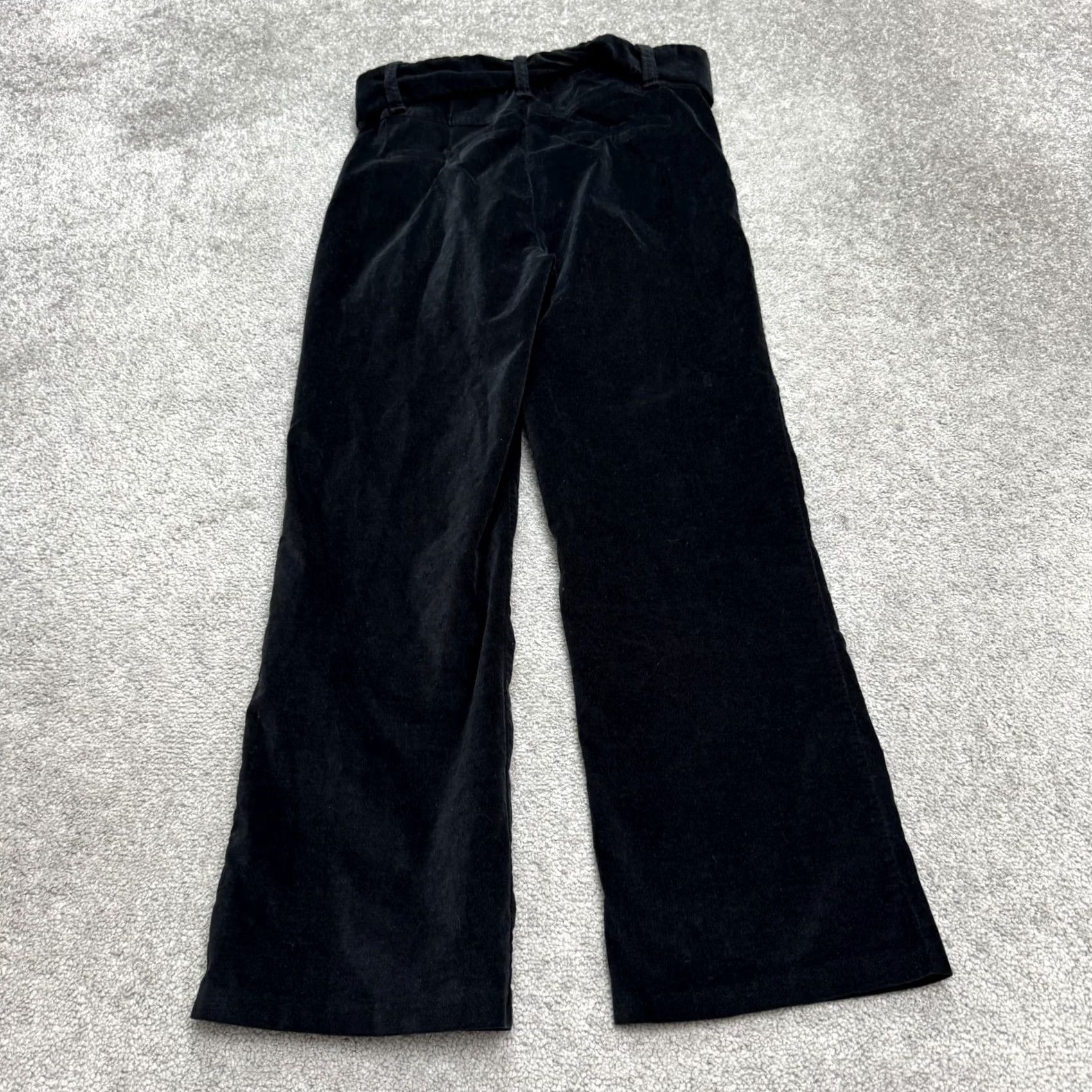 Zara Zara Velvet Belted Wide Leg Trouser Crop Pants Women Large Black High Rise 30x26 Size 36" / US 14 / IT 50 - 2 Thumbnail