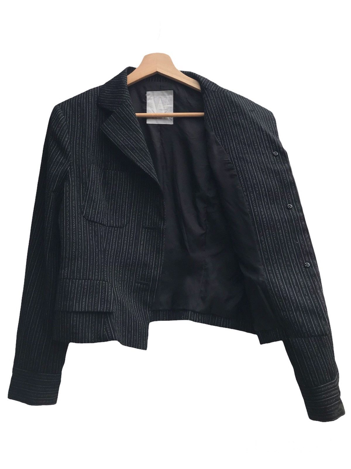 Yohji Yamamoto Workshop by Yohji Yamamoto Striped Wool Cropped Jacket Size XS / US 0-2 / IT 36-38 - 3 Thumbnail