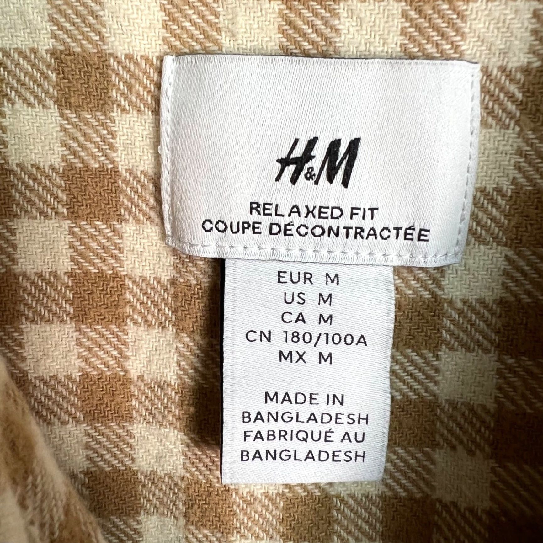 H&M H&M Mens Button-Up Shirt Gingham Brown White Relaxed Fit Size M Casual Vintage? Size US M / EU 48-50 / 2 - 3 Thumbnail