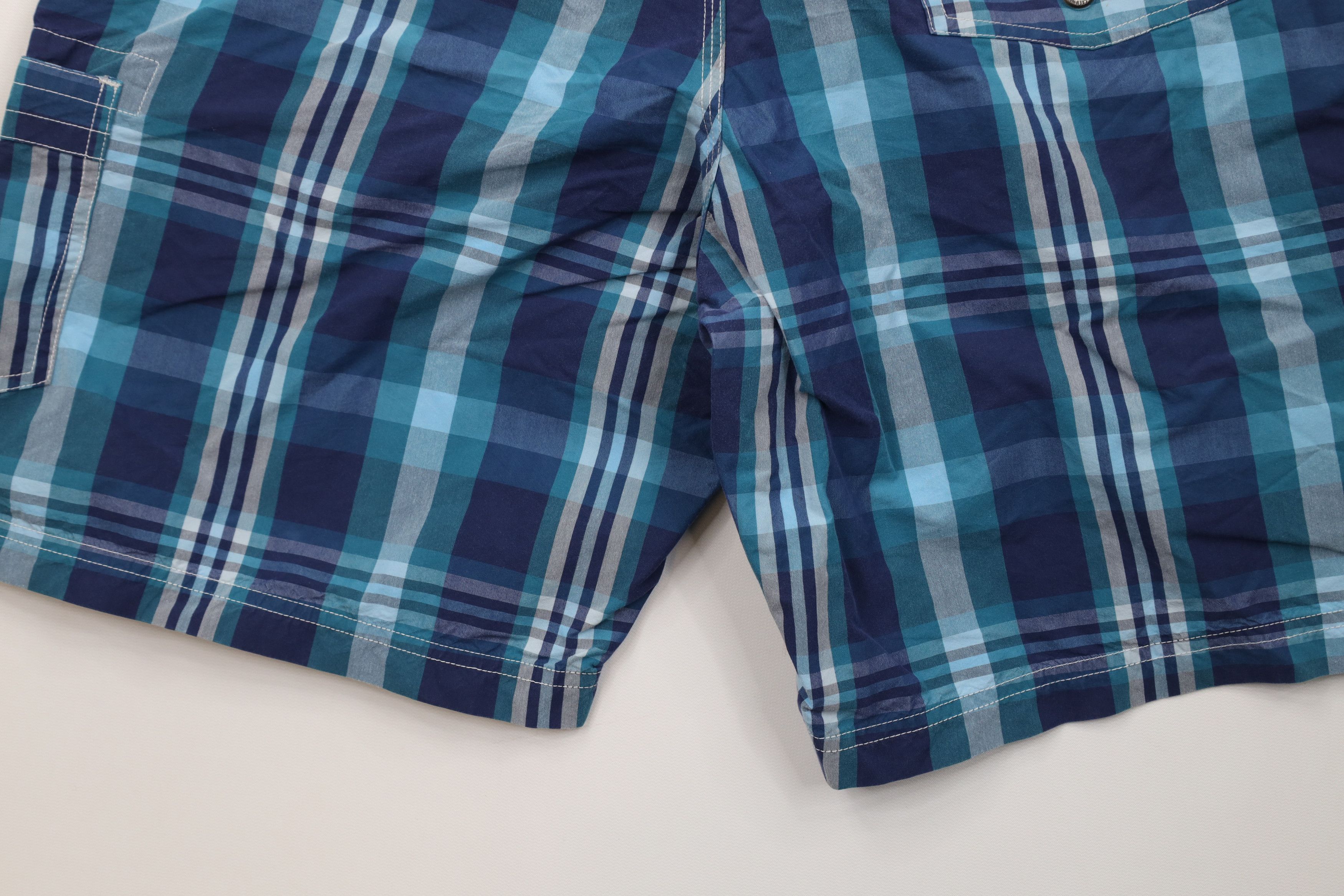 J.Crew J Crew Swimming Board Shorts Swim Trunks Blue Plaid Cotton Size US 31 - 11 Thumbnail