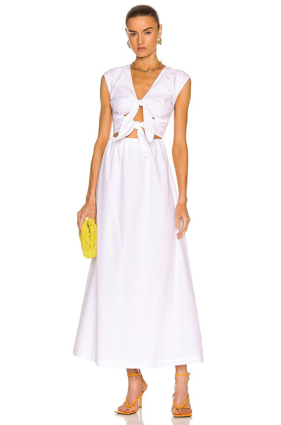 image of Sir Anja Tie Midi Dress in Chalk White, Women's (Size XS)