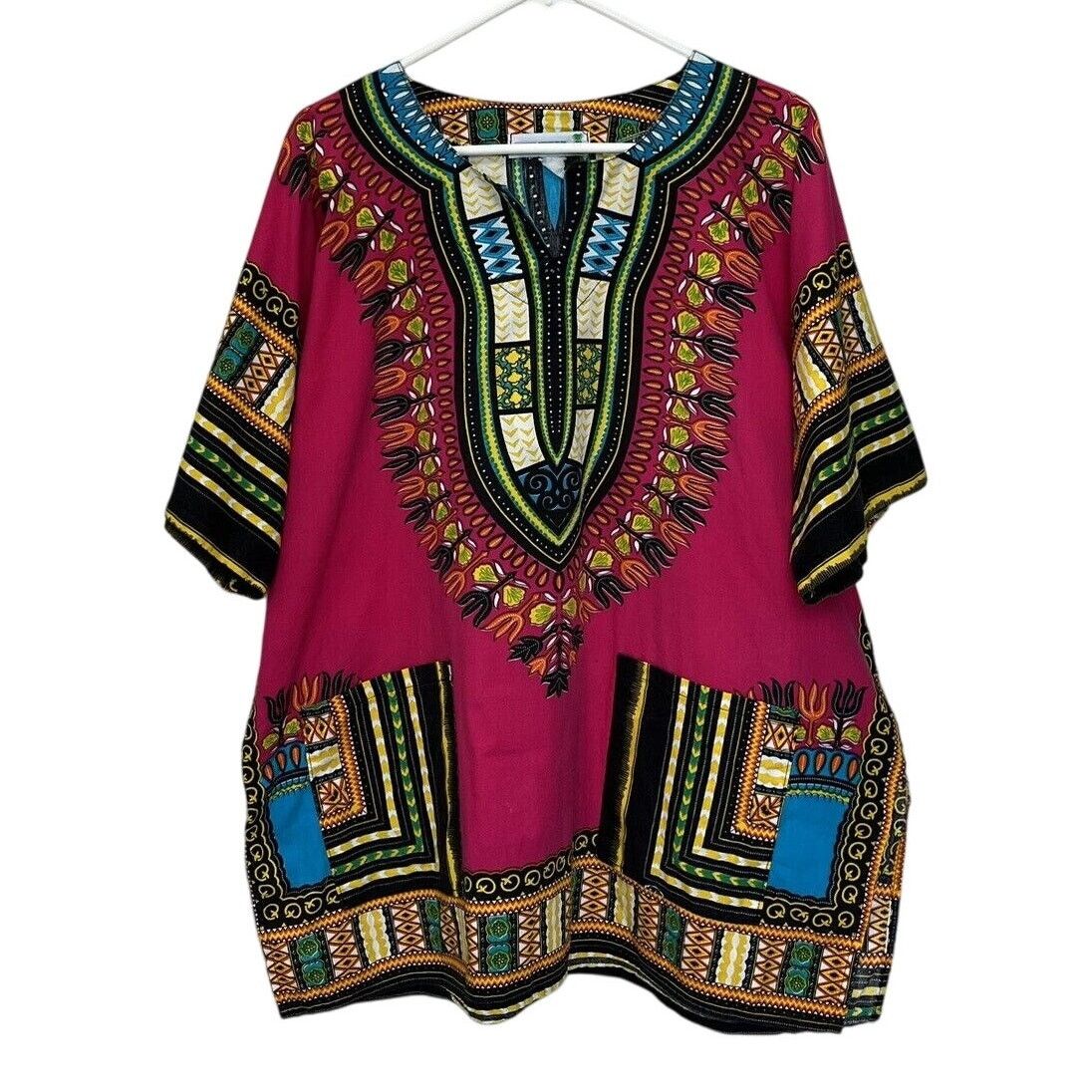 Tribal Streetwear × Vintage Fun Wear | Vintage African Tribal Dashiki XL Pink Pockets Size XL / US 12-14 / IT 48-50 - 1 Thumbnail