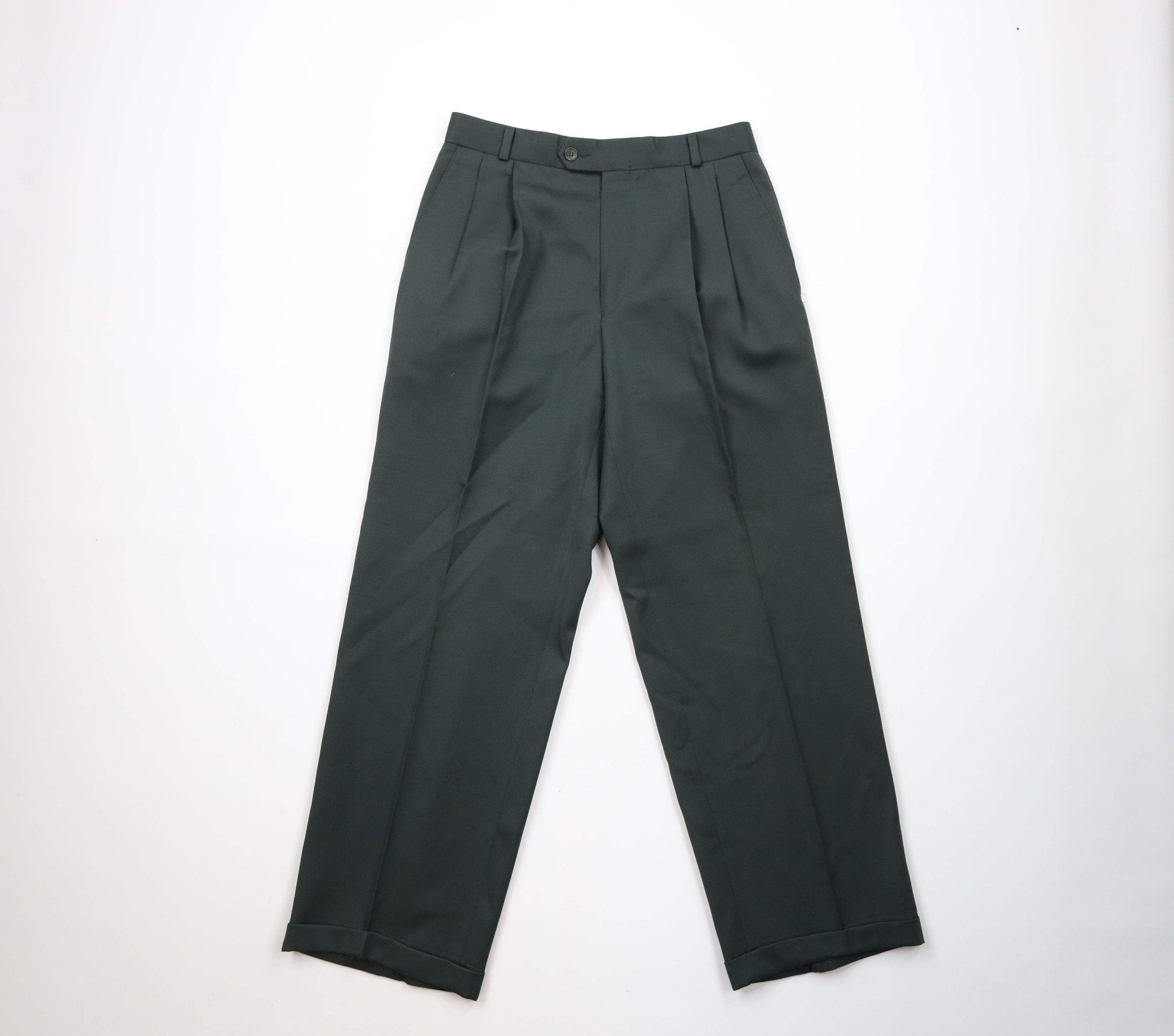 Ralph Lauren × Vintage Vintage 90s Ralph Lauren Wide Leg Chino Pants Green Wool Size US 28 / EU 44 - 1 Thumbnail