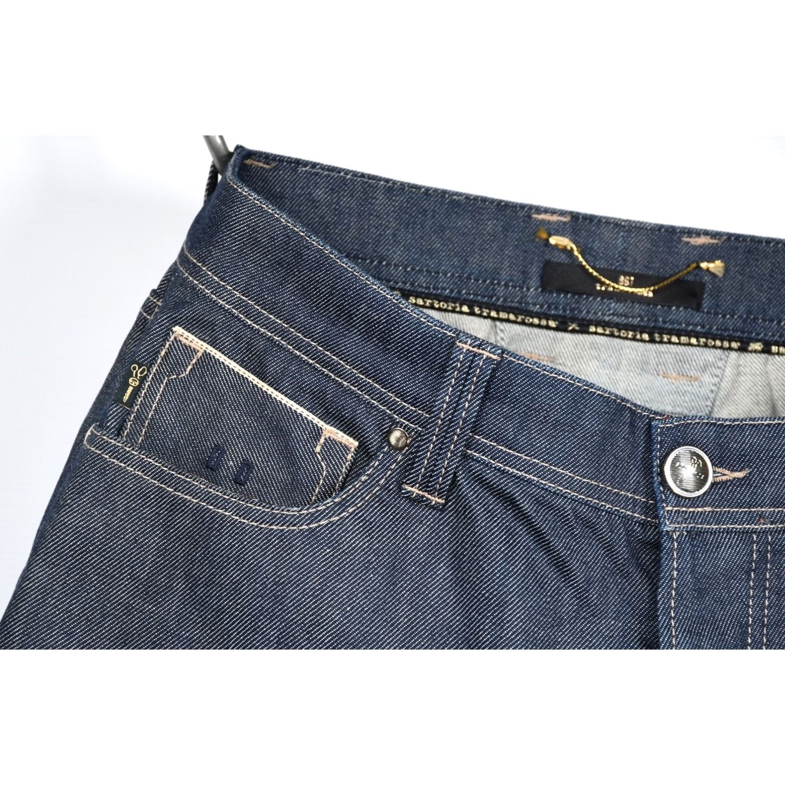 Vintage Tramarossa Leonardo Jeans Selvedge 18 Carat Gold Plated Button Back Pocket 32 Blue Denim Mens Jeans 32 Size US 32 / EU 48 - 4 Thumbnail