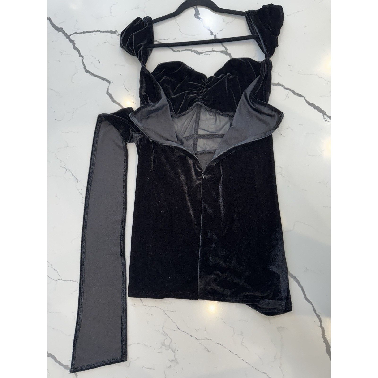 Other Black Velvet Mesh Corset Ruched Mini Dress Women Tag XL Size XL / US 12-14 / IT 48-50 - 7 Thumbnail