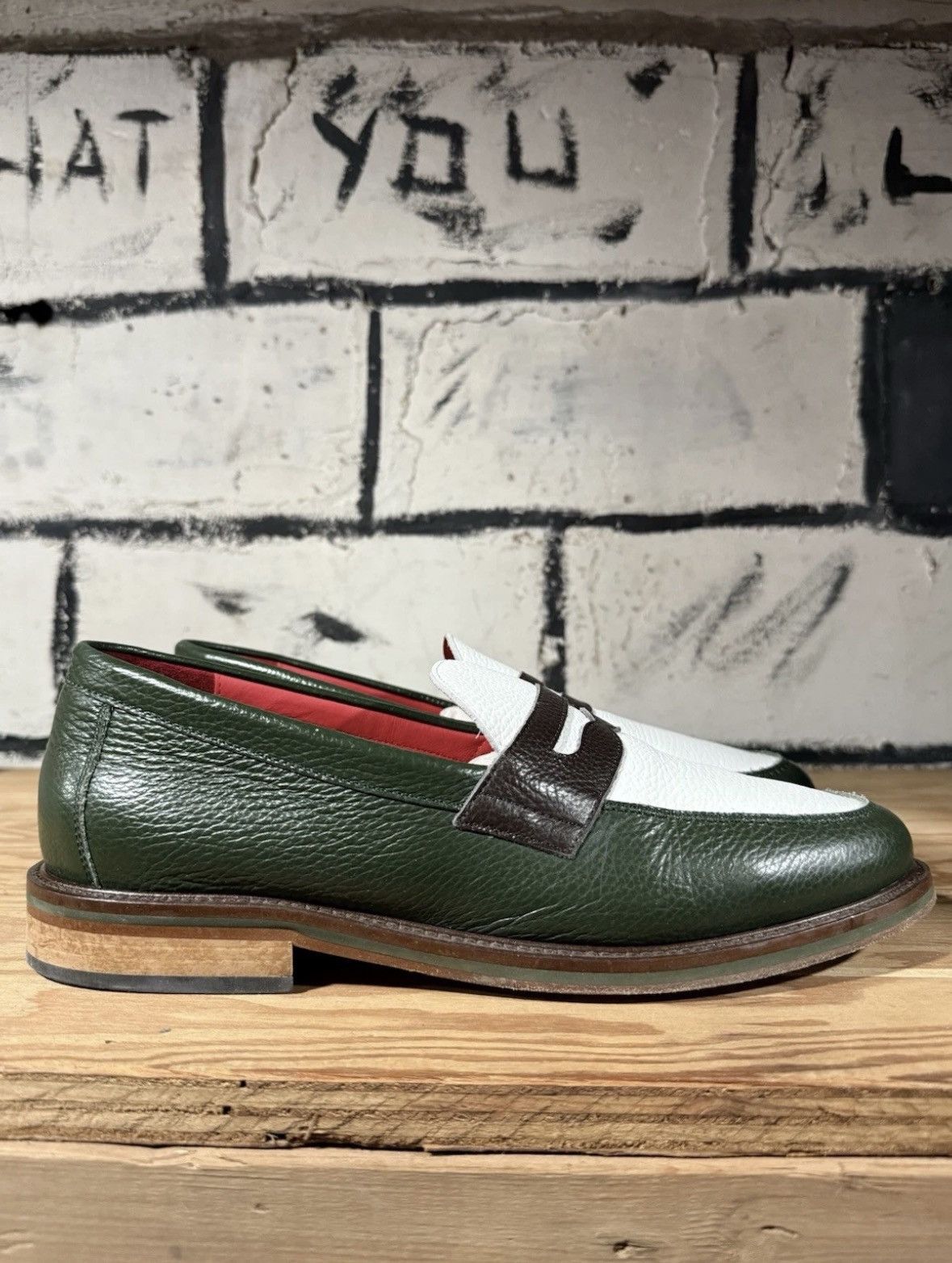 Aime Leon Dore Aime Leon Dore PENNY LOAFER WHITE/BOTANICAL GREEN MENS 12 Size US 12 / EU 45 - 1 Thumbnail
